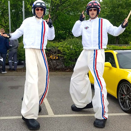 Bouncing Stilts Racecar Drivers