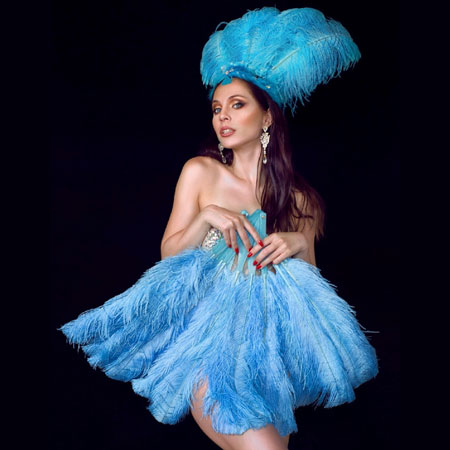 ALICE IN WONDERLAND Burlesque Costume Feather Skirt Pink Blue Can Can Dress  -  Canada