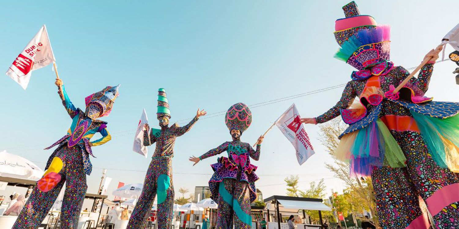 Stilt Walkers Strut Their Stuff at the Dubai Shopping Festival