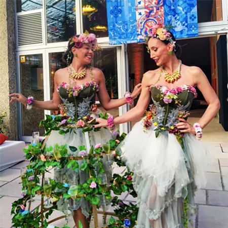 Blumen Champagner Kleid Dame