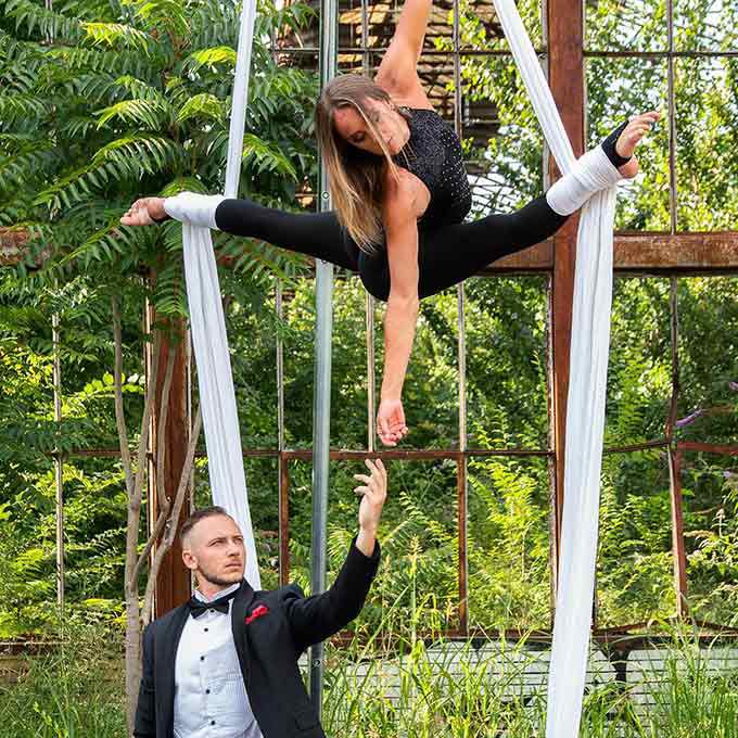 Hire Our Aerial Silk And Dance Duo Scarlett Entertainment