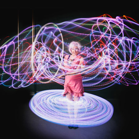 Glowing Hula Hoop Act