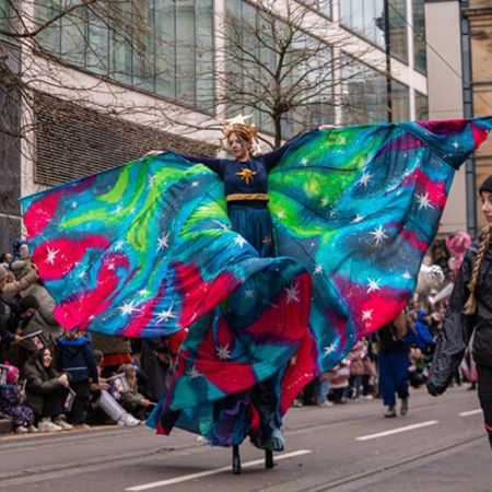 Cosmic Aurora Stilt Walkers