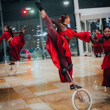 Synchronised Unicycle Show