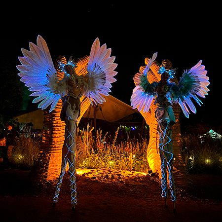 LED Winged Stilt Performers