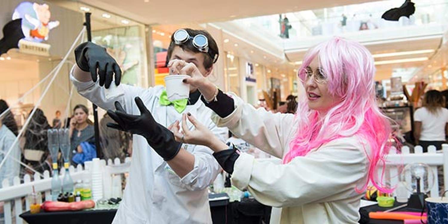 Mad Scientists, Wizards And Magicians Entertain Children At Westfield Shopping Centre