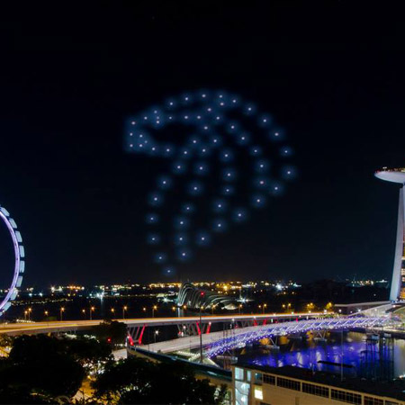 Spectacle de drones aériens à Singapour