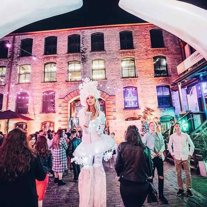 Snowflake Stilt Walkers