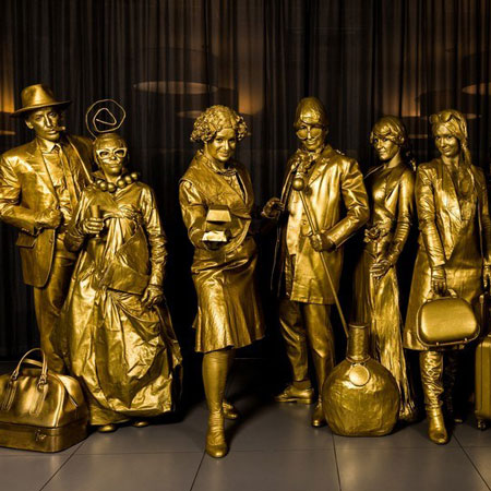 Golden Living Statues