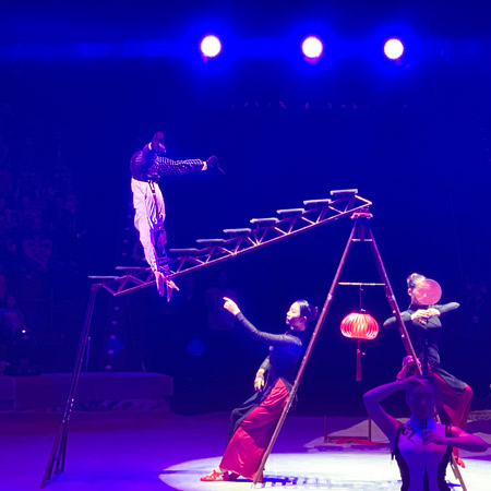 Spectacle d'équilibre de tête chinoise Acro