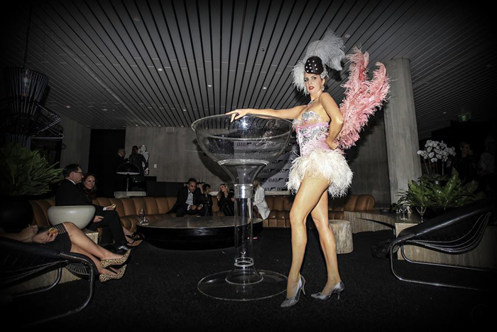 Giant Martini Glass Performer - Hire Retro-Chic Burlesque Artist