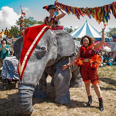 Éléphants géants en promenade