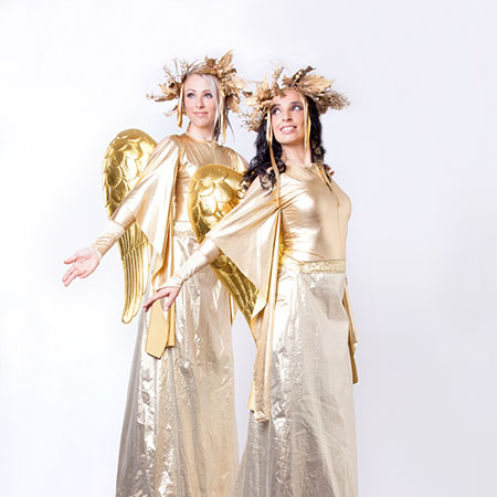 Stilt Walking Golden Angels