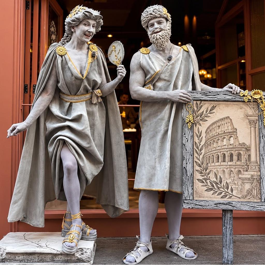 Estatuas vivientes romanas de mármol
