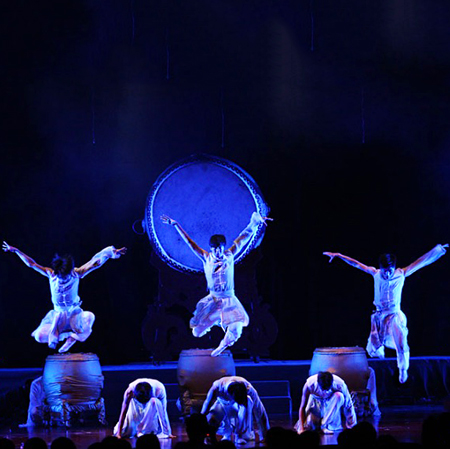 Traditionelle chinesische Trommelshows