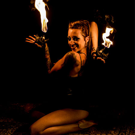 Female Fire Contortionist