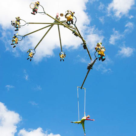 Aerial Harlequin Drumming Show