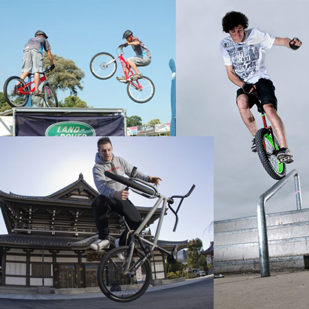 Artistas de acrobacias en bicicleta