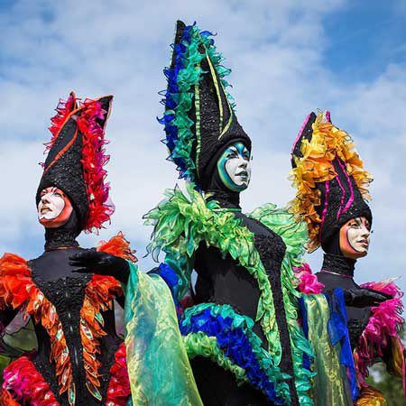 Colourful Birds Stilt Acts