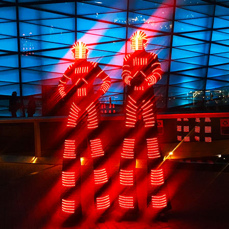 Sydney LED Robots on Stilts