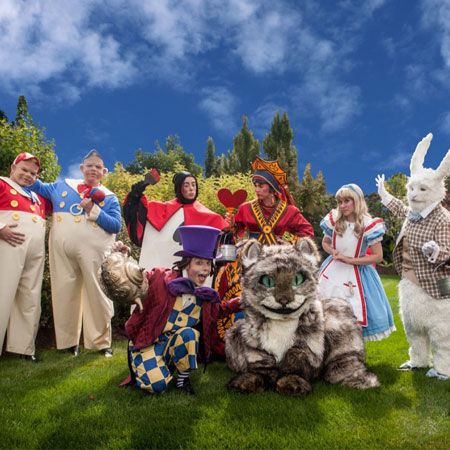 Déguisement mascotte lapin carte, au pays des merveilles !