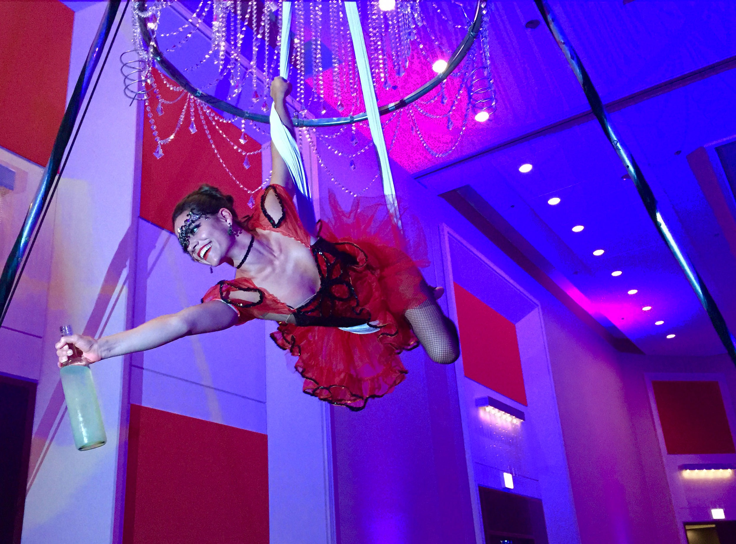 Hire Champagne Aerialists Aerial Circus Acts Book Bartending Aerialist