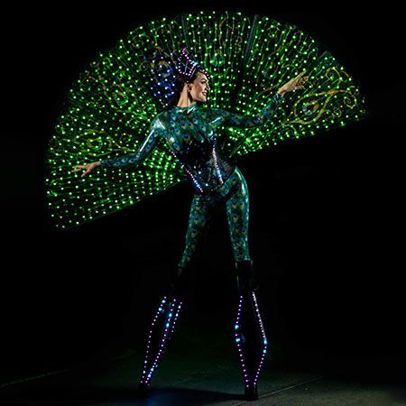 LED Peacock Stilt Walkers Vegas