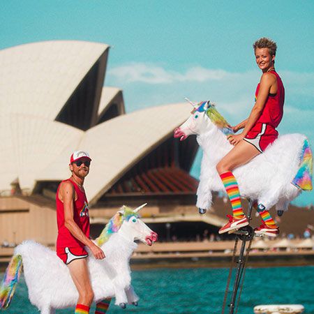 Rainbow Unicorn Unicyclists