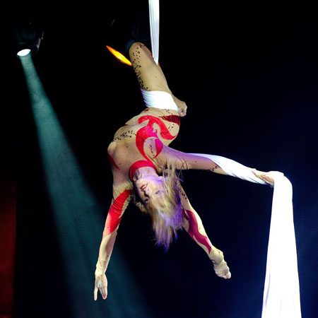 Artista de circo aéreo y bailarín