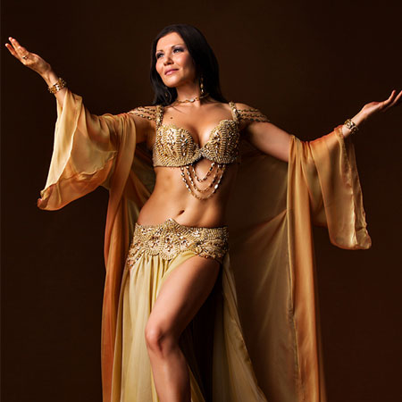 Oriental Bra Put on Girl Dancing Belly Dance, Arabic Female Dance