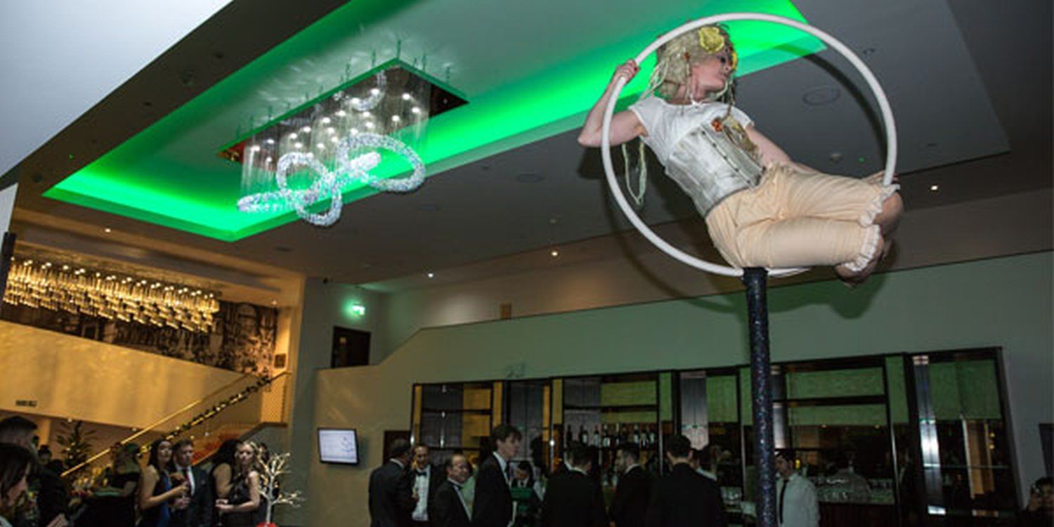 Aerial Performer Astounds At Corporate Dinner